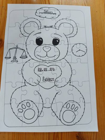 Ausmalpuzzle zur Geburt