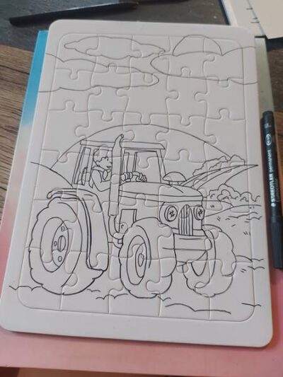 Ausmalpuzzle Traktor